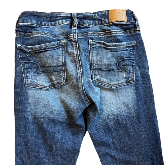 American Eagle Outfitters Women's Blue Distressed Jeans Denim Size 2 Jeggings - Picture 4 of 5